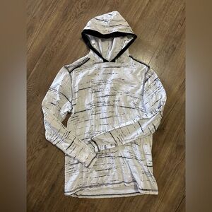 White and Black Long Sleeve Hoodie Tee